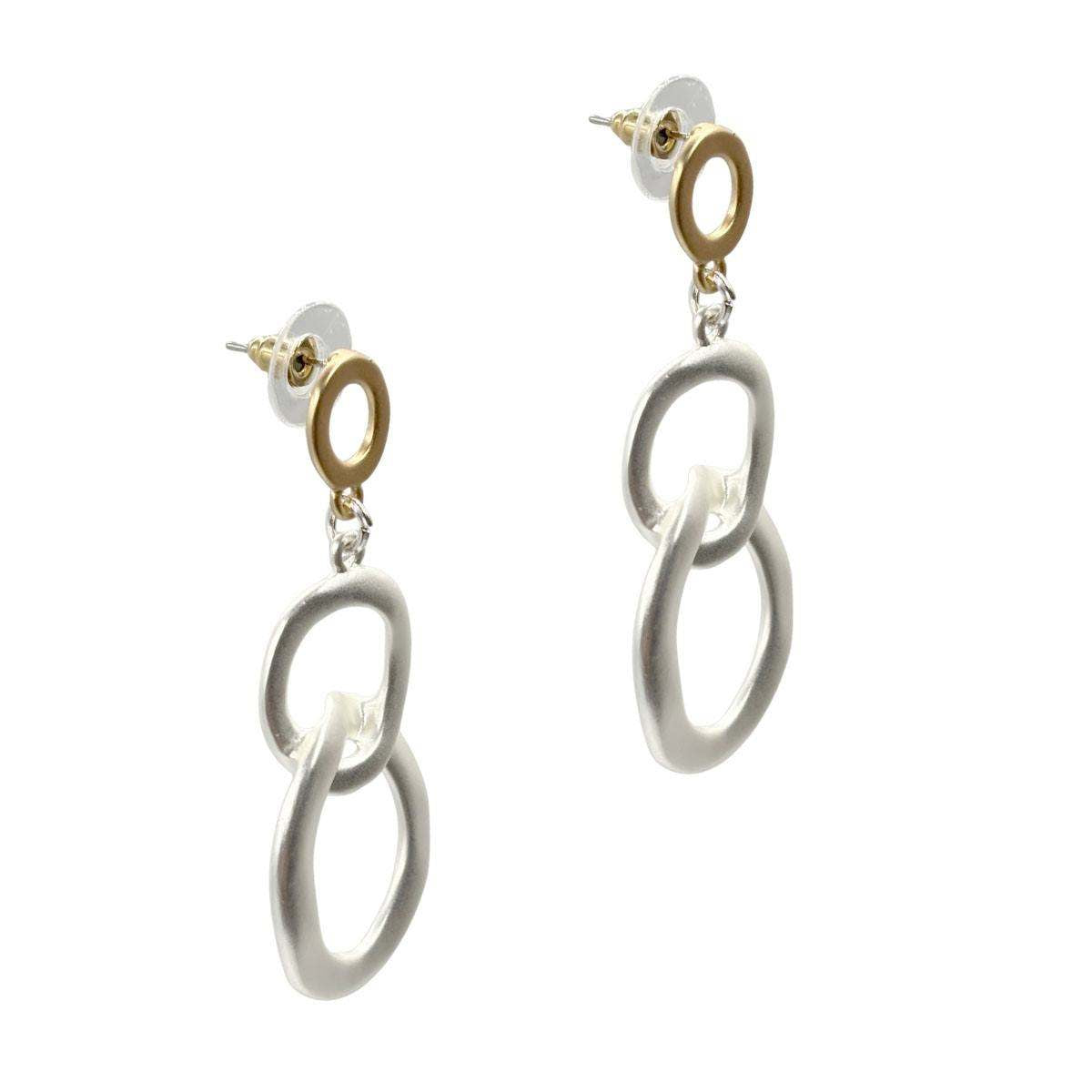 Aretes Doble Aro Bicolor