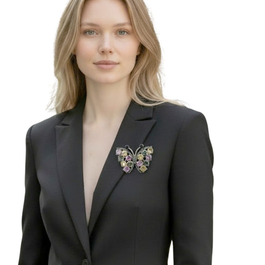 Prendedor de Mariposa con Cristales Multicolor