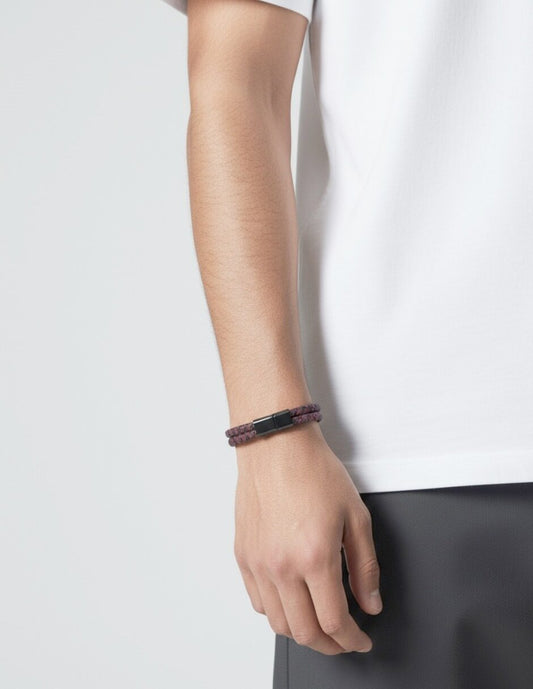 Pulsera de Cuero Trenzado Bicolor