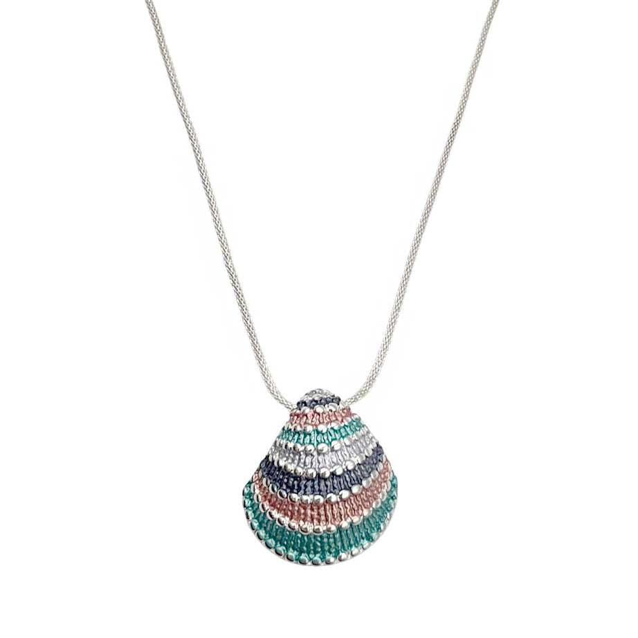 Set Collar y Aretes Concha Multicolor
