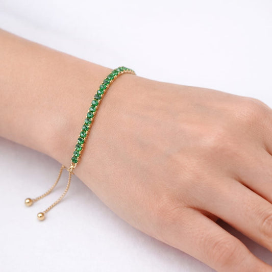 Pulsera Delgada Color Verde con Dorado