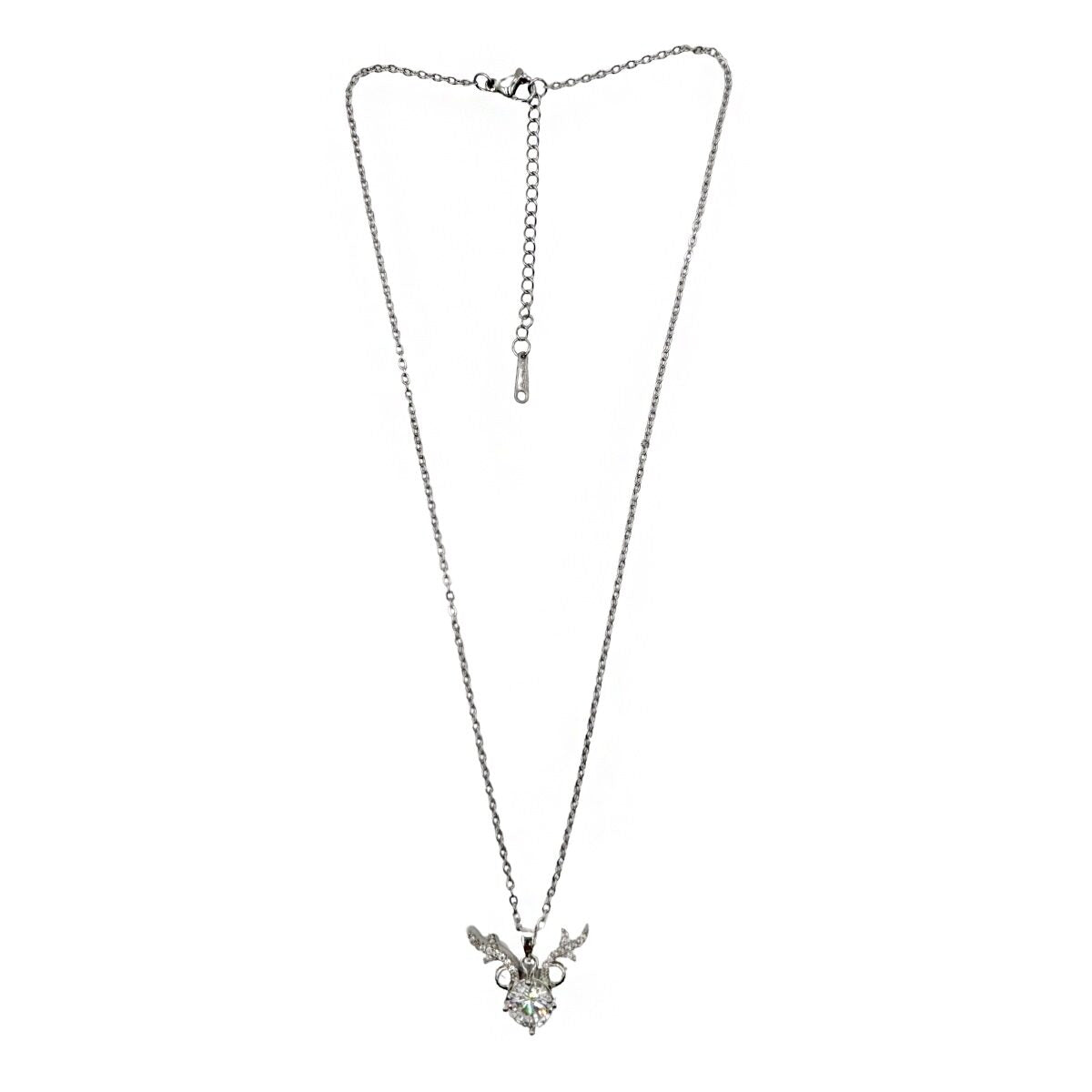 Collar Venado Plateado Con Cristales