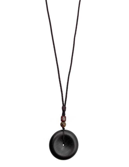 Collar  Colgante Circular de madera con Cuentas Decorativas