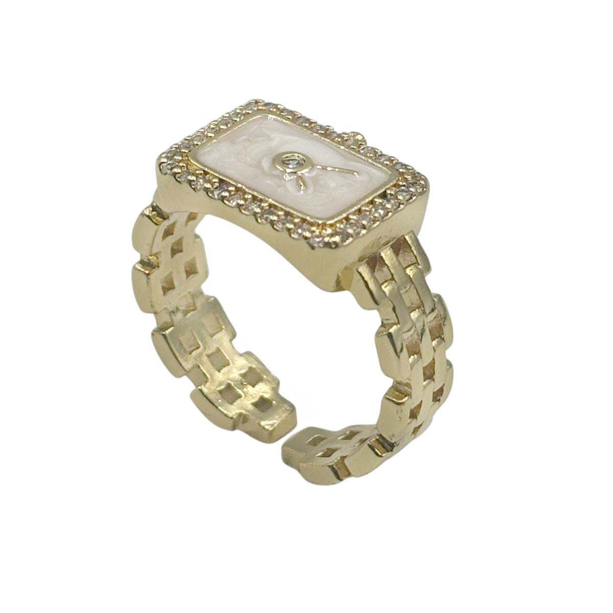 Anillo  diseño de reloj Dorado