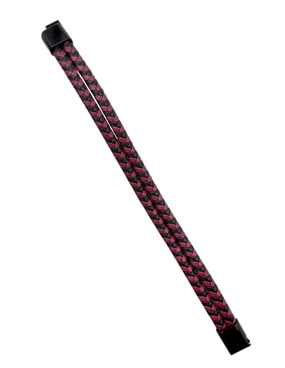 Pulsera de Cuero Trenzado Bicolor