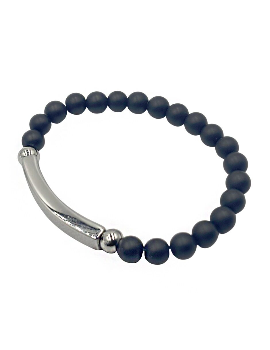 Pulsera de Cuentas con Barra Metálica  grabada con Padre Nuestro