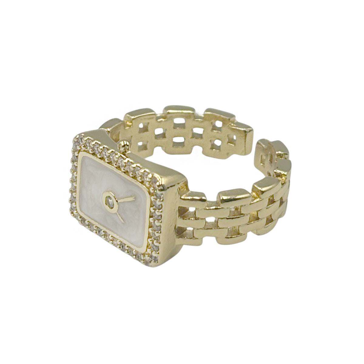 Anillo  diseño de reloj Dorado
