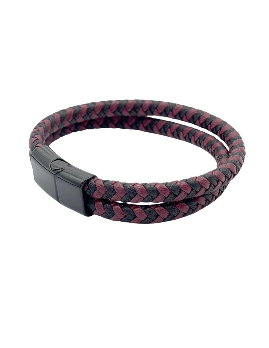 Pulsera de Cuero Trenzado Bicolor