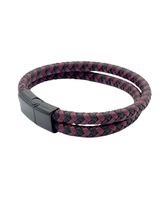 Pulsera de Cuero Trenzado Bicolor