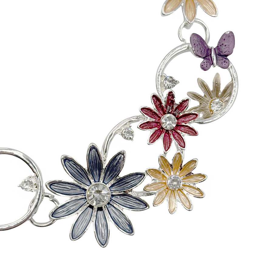 Set Collar y Aretes Flores Multicolor