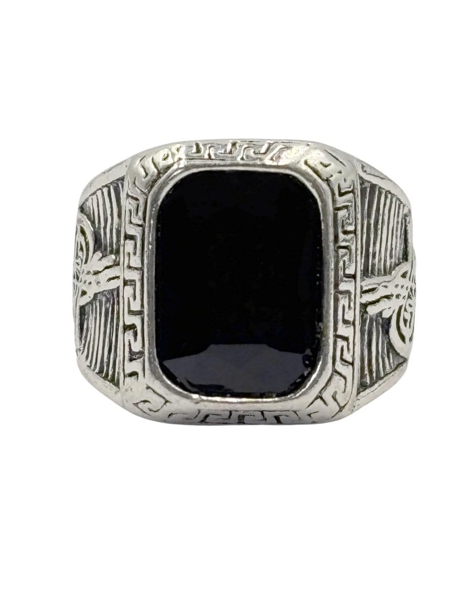 Anillo Detalles Grabados con Piedra Detalles Grabados