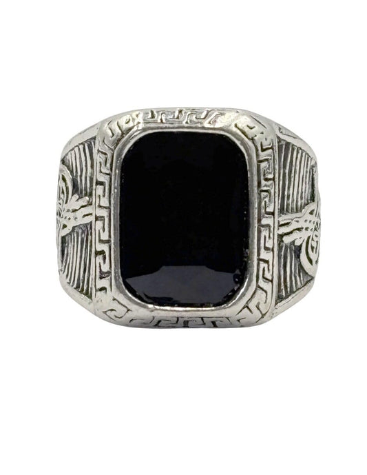 Anillo Detalles Grabados con Piedra Detalles Grabados