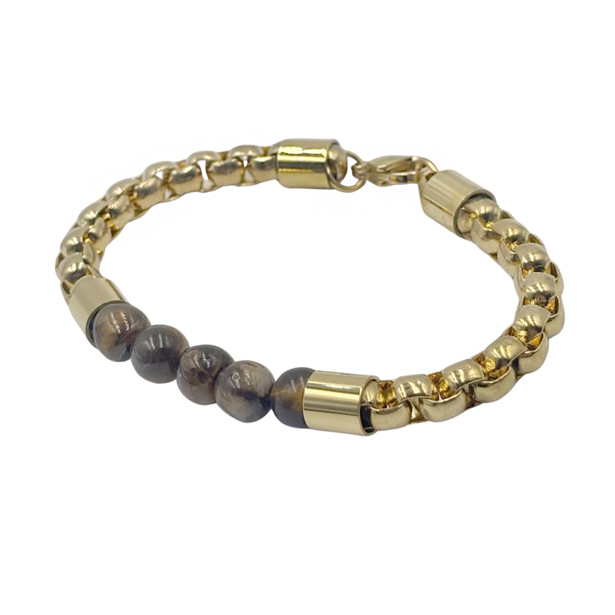 Pulsera Cadena con Cuentas de Ojo Tigre