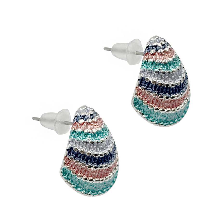 Set Collar y Aretes Concha Multicolor