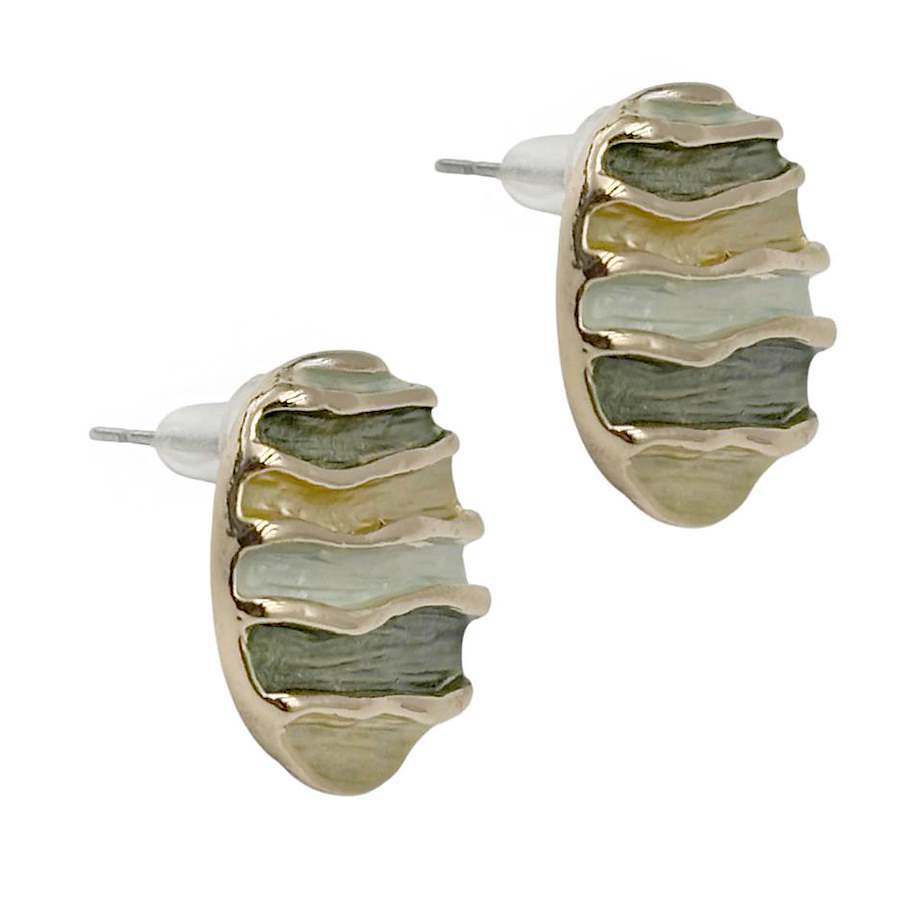 Set Collar y Aretes Redondo Verde multitono