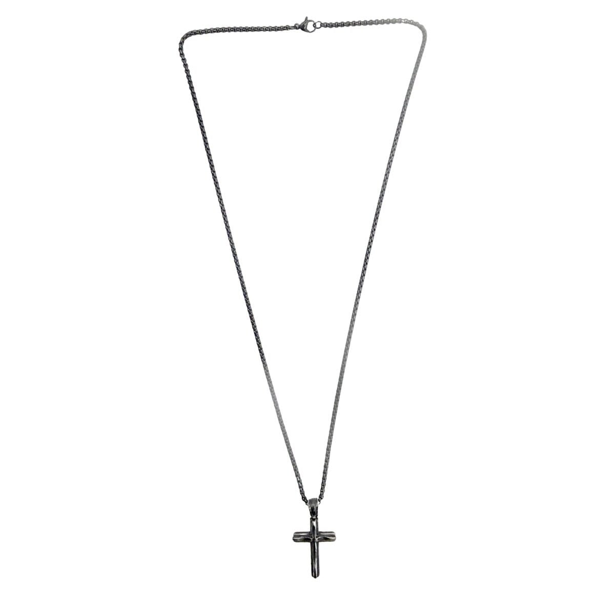 Collar Cruz Relieve Negro