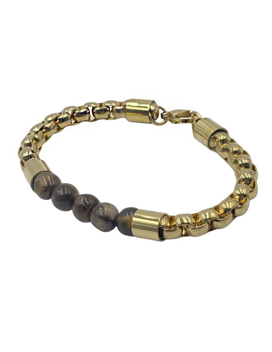Pulsera Ojo de Tigre  Cadena Dorada