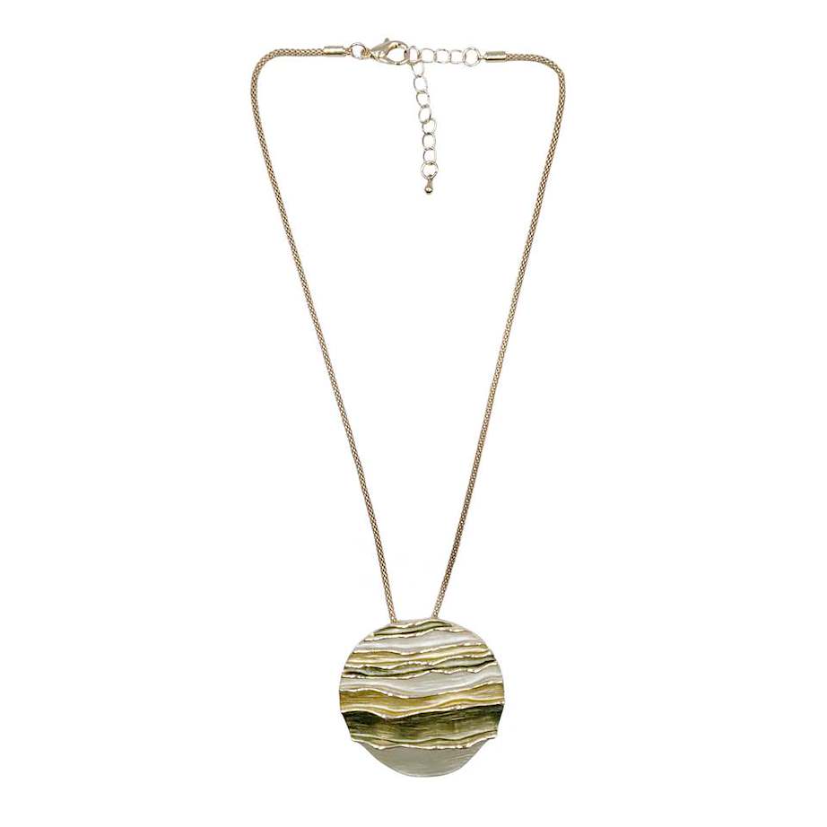 Set Collar y Aretes Redondo Verde multitono