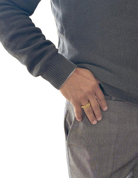 Anillo Trenzado Estilo Cadena