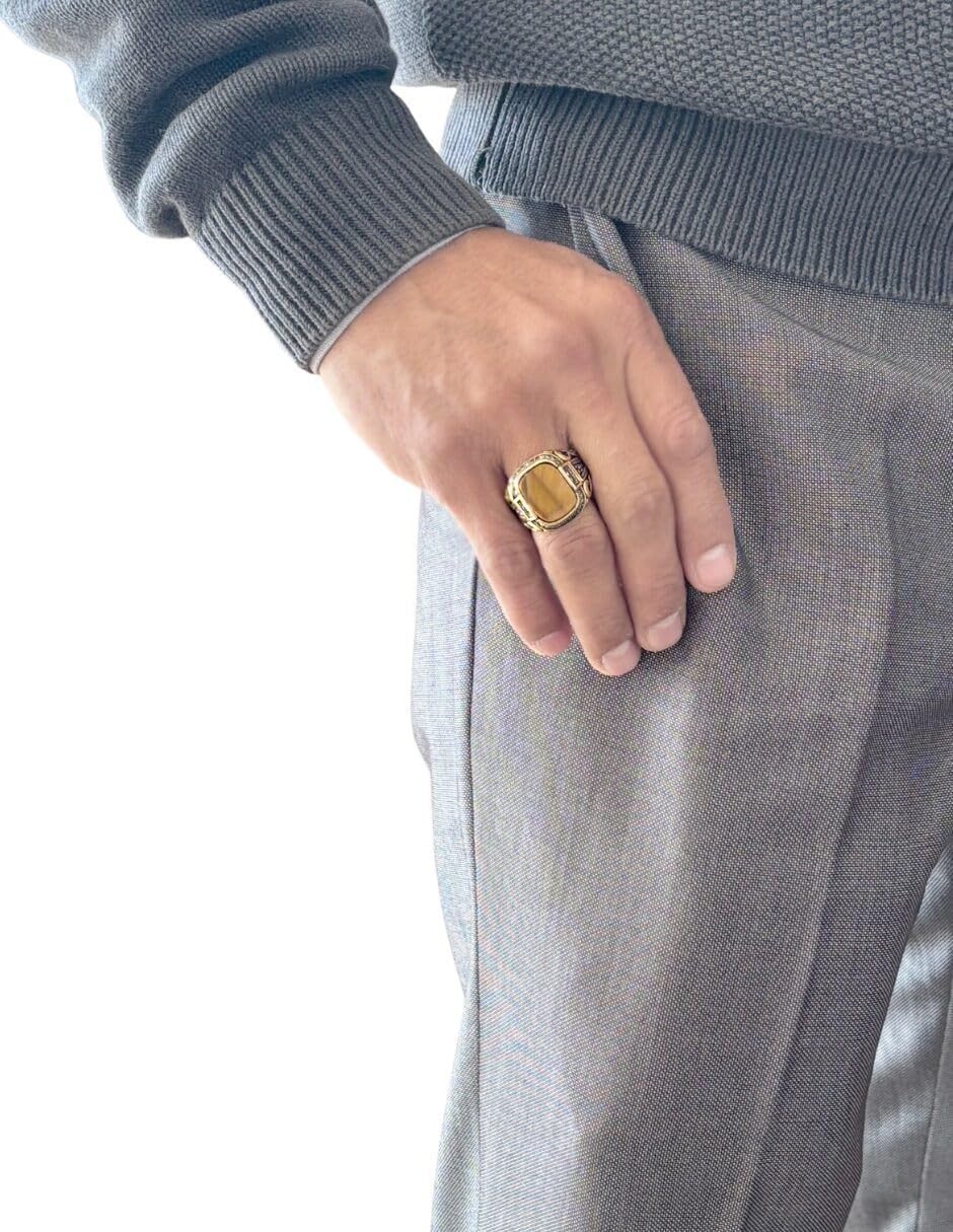 Anillo Ojo de Tigre Diseño Vintage