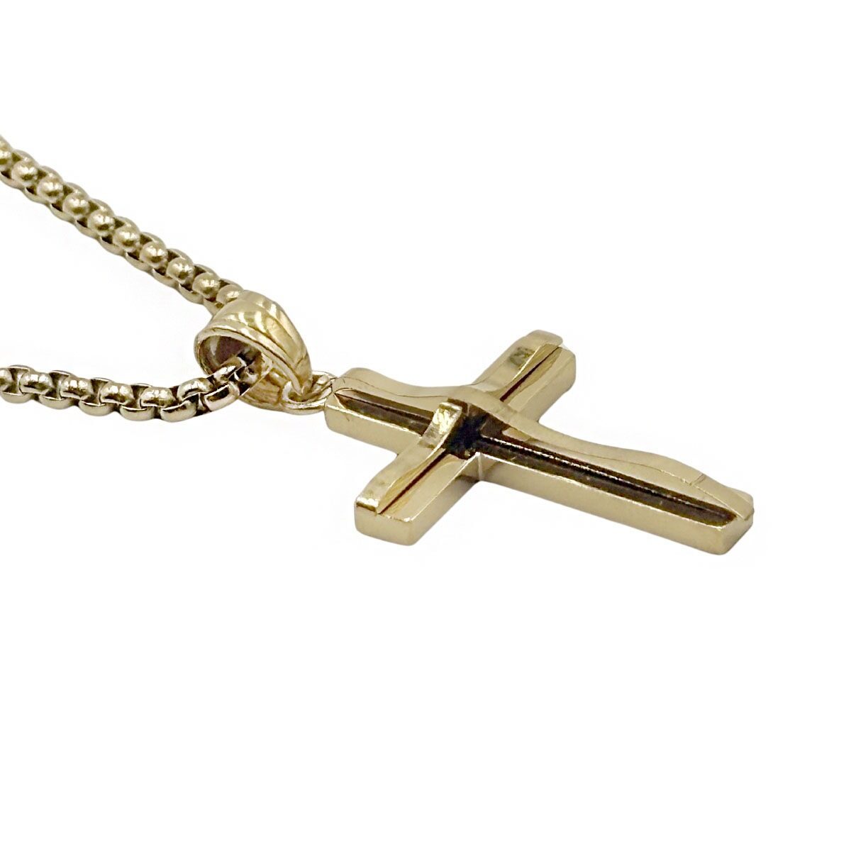 Cadena con Cruz Relieve Dorado