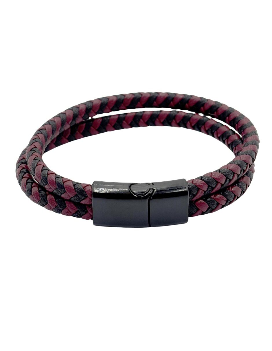 Pulsera de Cuero Trenzado Bicolor