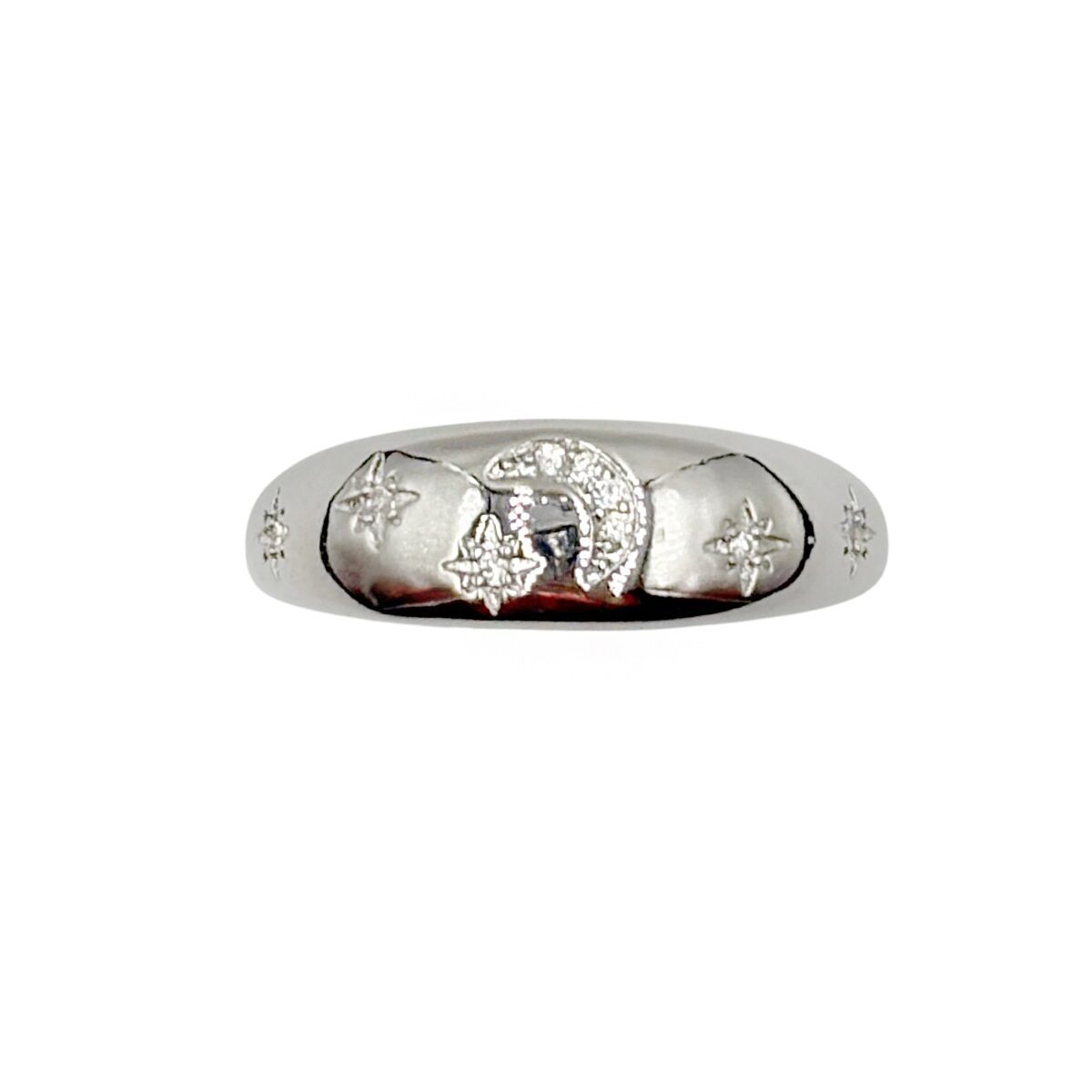 Anillo Luna y Estrellas plateado
