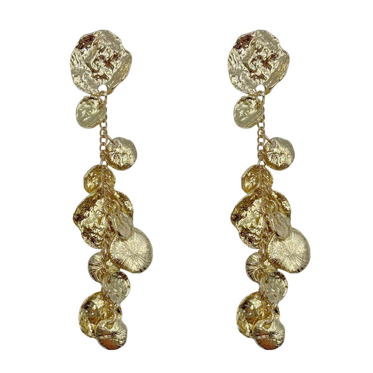 Aretes Largos Monedas Martilladas