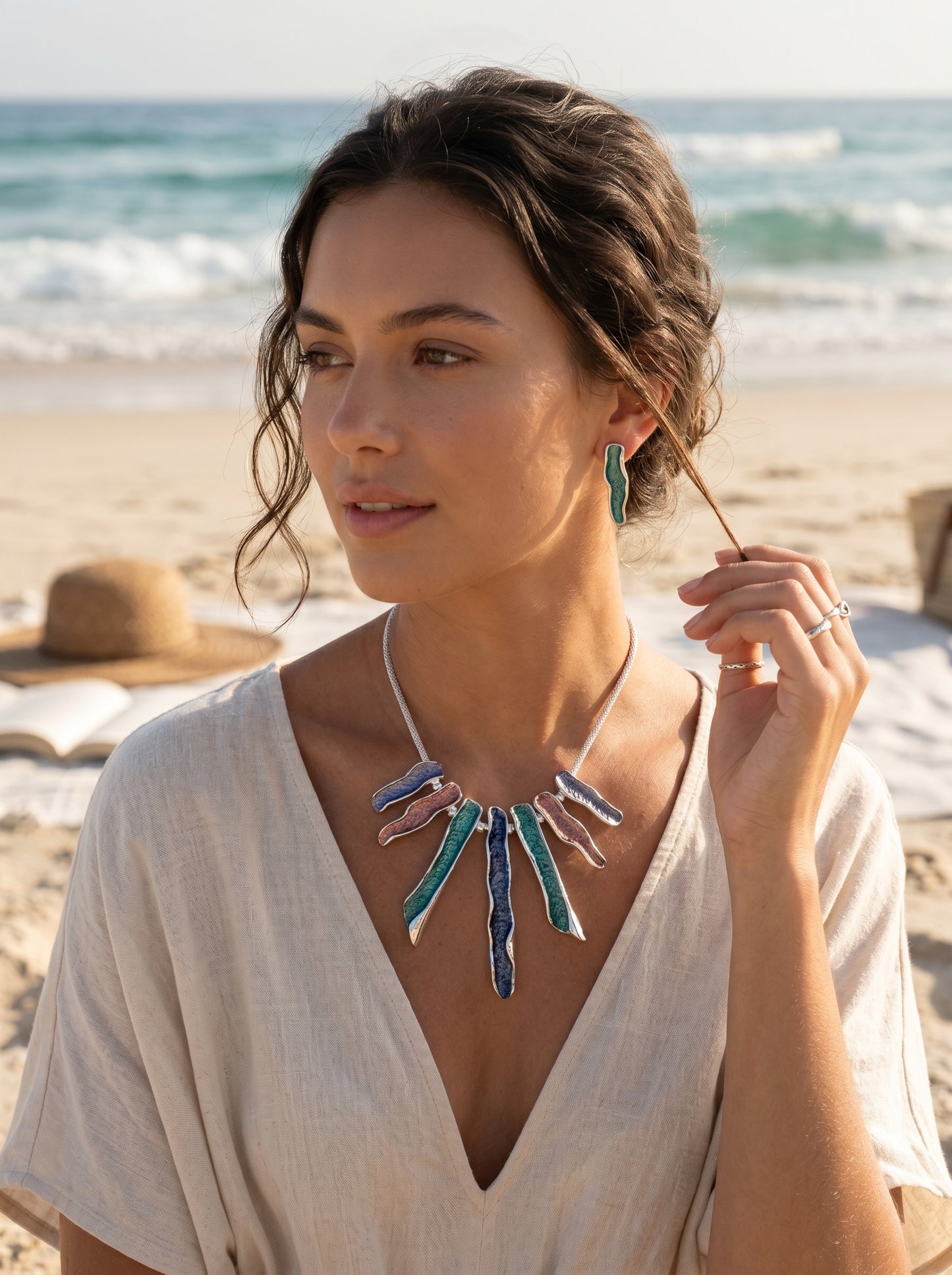Set Collar y Aretes  Irregulares