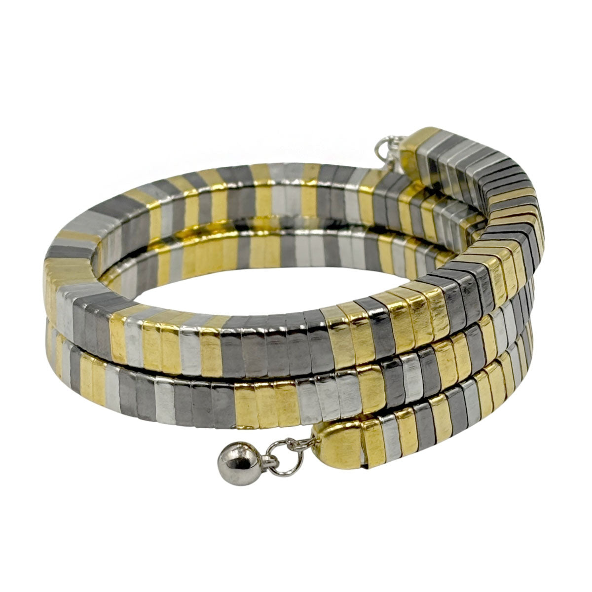 Pulsera Espiral con variantes de dorado.