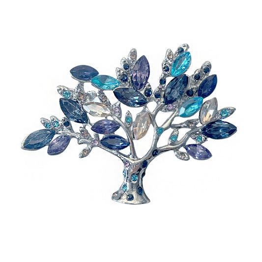 Prendedor de Árbol con Cristales en Tonos Azules