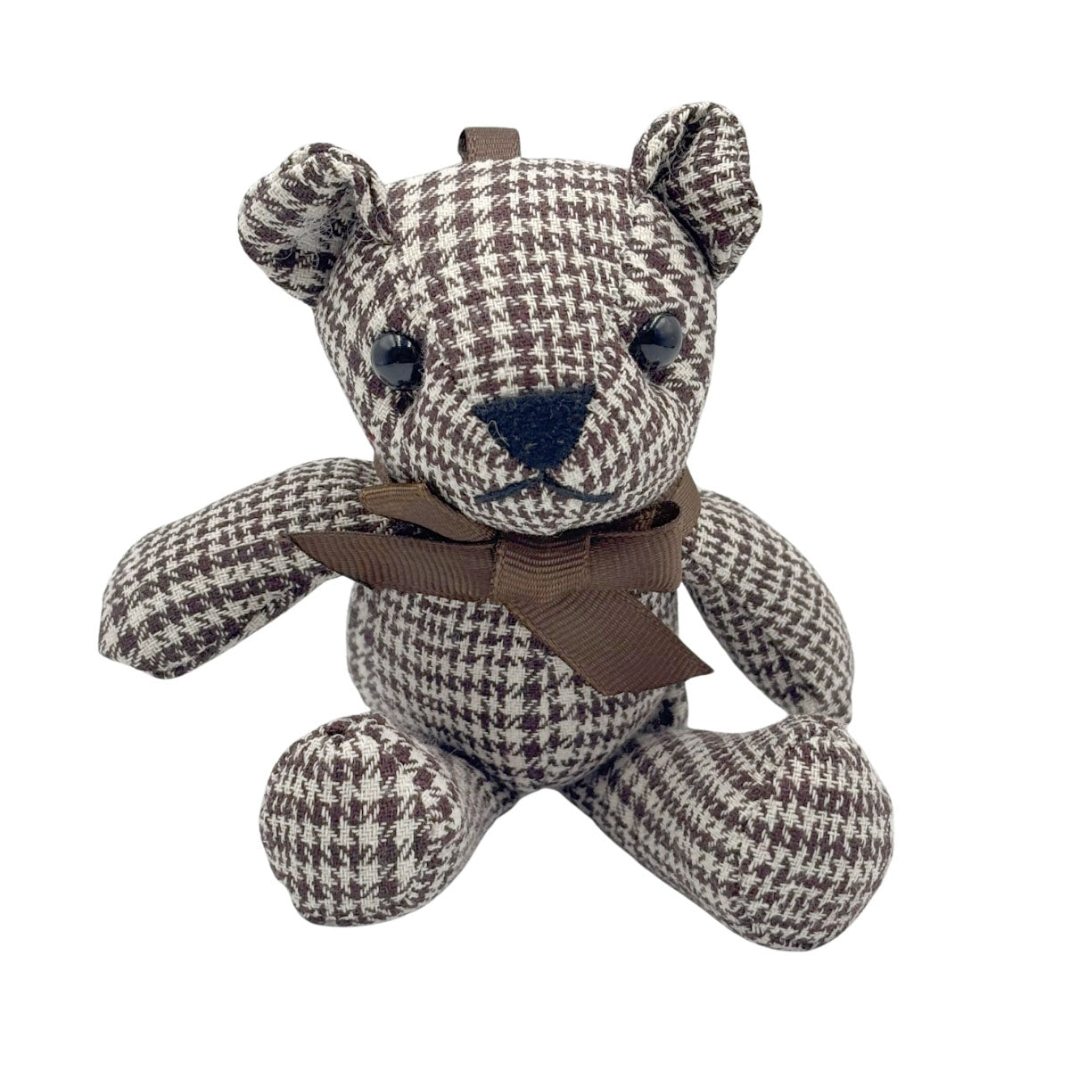 Llavero de Oso de Tela a cuadros