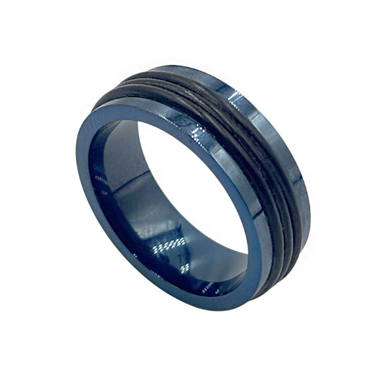 Anillo azul para caballero de Tungsteno