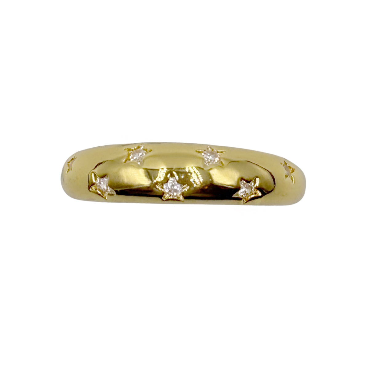 Anillo Dorado Estrellas Grabados