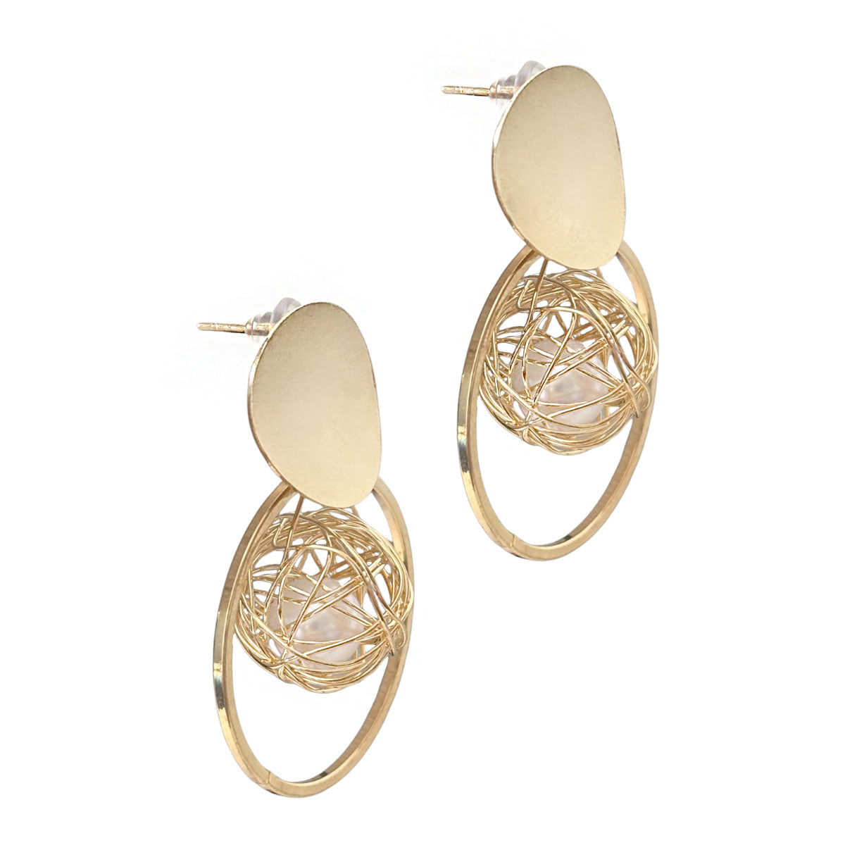 Aretes Esfera Con Perla