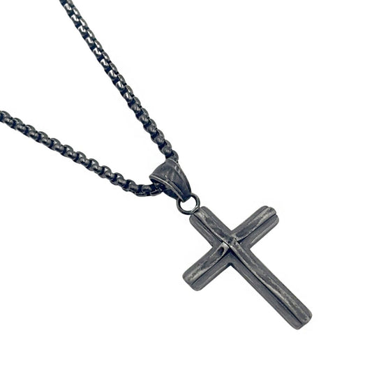 Collar Cruz Relieve Negro