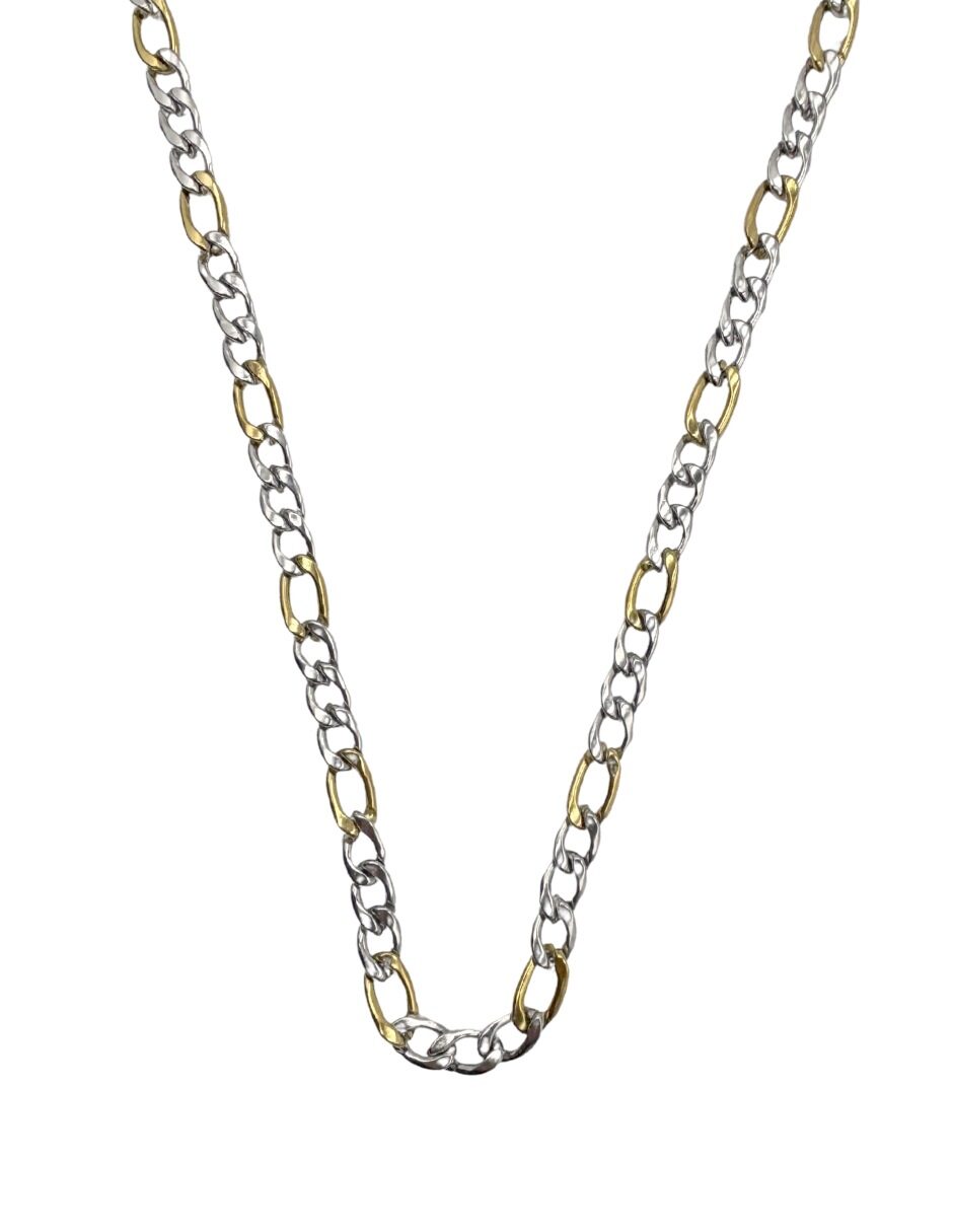 Collar de Cadena Eslabones en Dos Tonos Plateado y Dorado