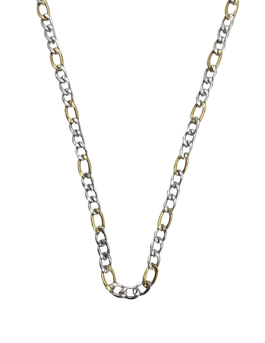 Collar de Cadena Eslabones en Dos Tonos Plateado y Dorado