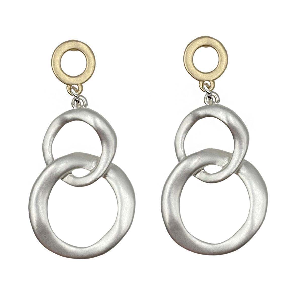 Aretes Doble Aro Bicolor