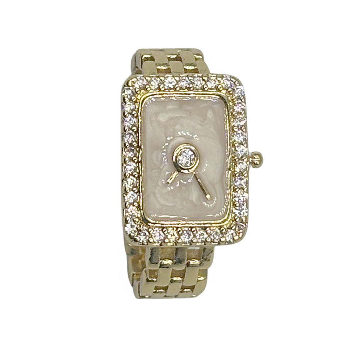 Anillo  diseño de reloj Dorado