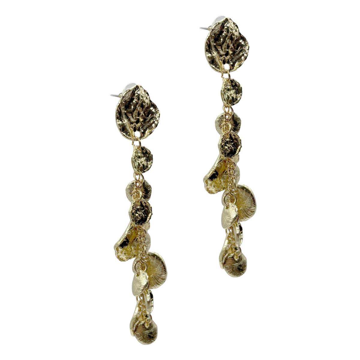 Aretes Largos Monedas Martilladas