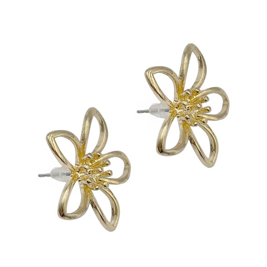 Set Collar y Aretes Flores Dorado