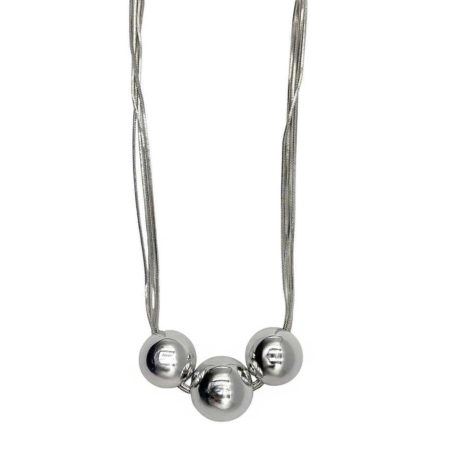 Collar 3 Esferas plateado