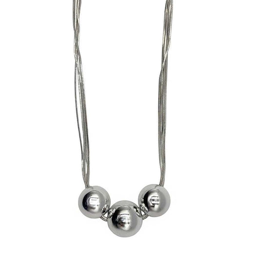 Collar 3 Esferas plateado