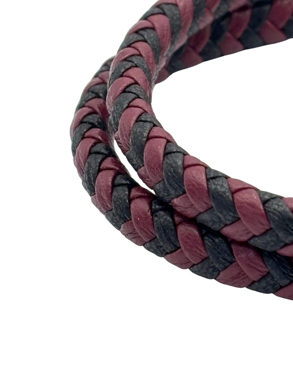 Pulsera de Cuero Trenzado Bicolor