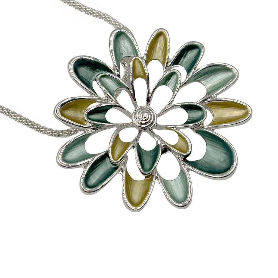 Set Collar y Aretes Flor Bicolor