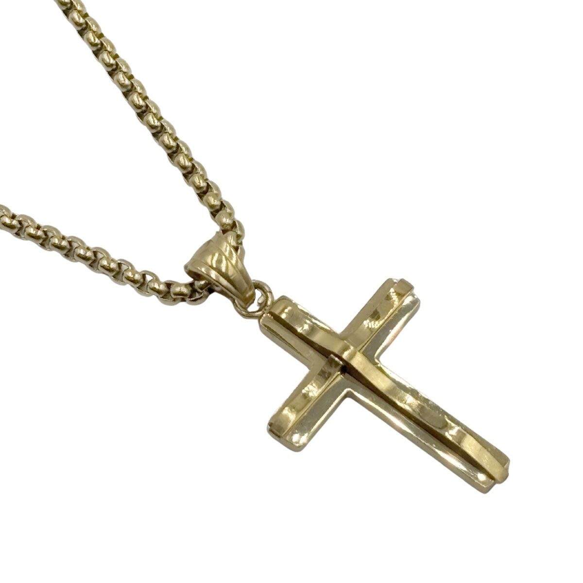 Cadena con Cruz Relieve Dorado