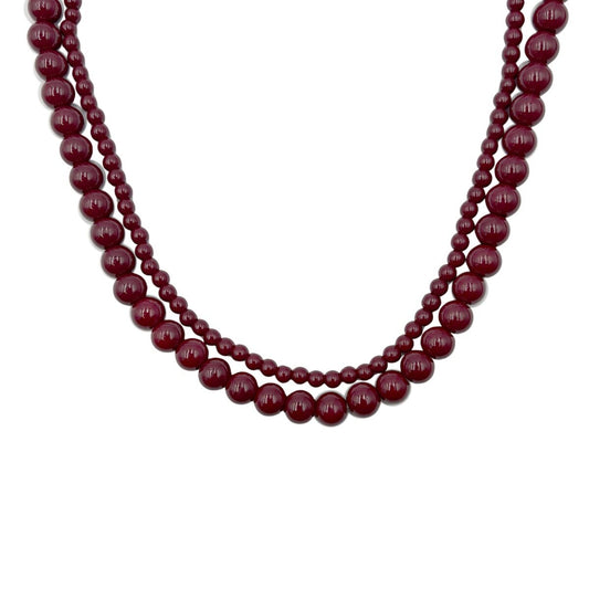 Collar tipo Gargantilla en Color Rojo, Dos Hilos