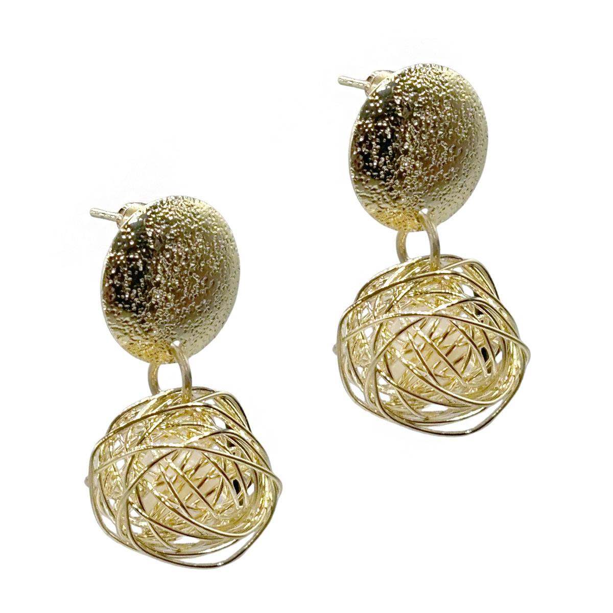 Aretes Esfera Con Perla