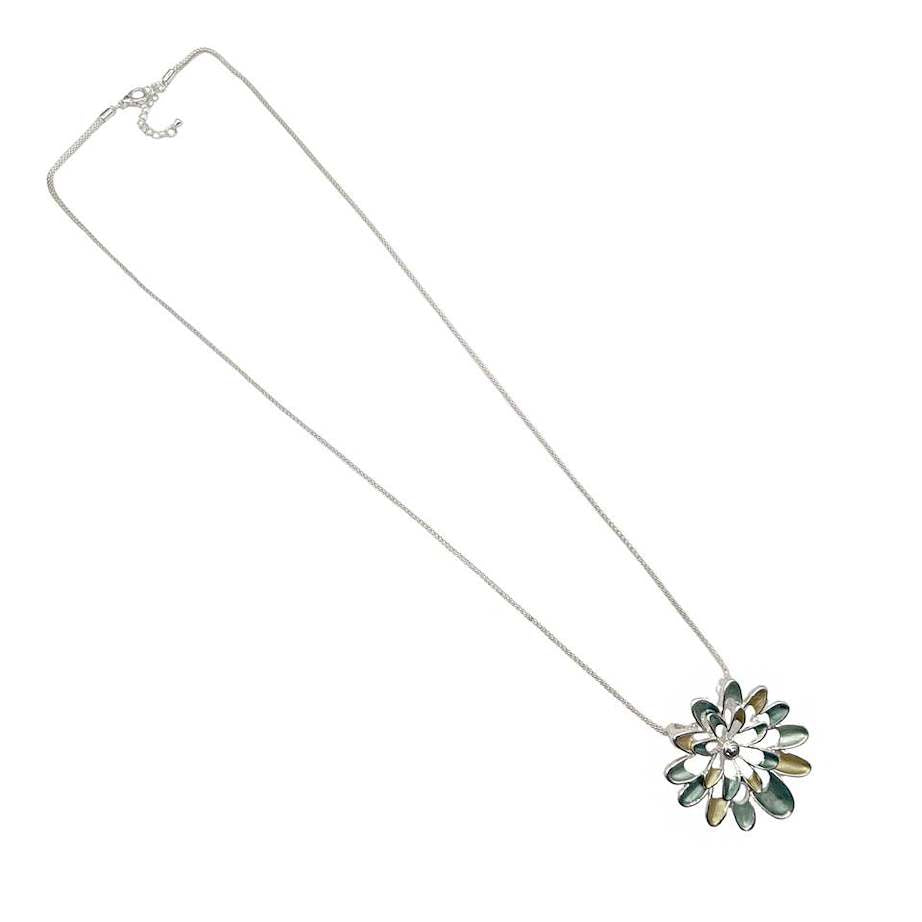 Set Collar y Aretes Flor Bicolor